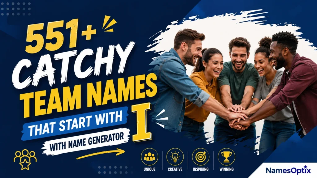 Title: 551+ Catchy Team Names That Start With I With Name Generator Create a high-quality blog featured image for the above article in a 16:9 aspect ratio. Design Instructions: Design the image theme, colors, background elements, and visual style according to the article’s topic and content. Make sure the featured image visually represents the main idea, mood, and subject of the article. Add a small 1-inch parallelogram directly attached to the bottom-right corner of the image, with no padding, margin, or spacing from the edges. The parallelogram must touch both the right and bottom edges exactly. Use RGB color (255, 255, 255) for the parallelogram, ensuring it blends cleanly and professionally with the overall design while maintaining a sharp, polished appearance. Use RGB colour (255, 255, 255) for the parallelogram. Position the parallelogram exactly at the corner so it blends neatly and professionally with the overall layout. Inside the parallelogram, add the website name “NamesOptix” in the theme color text. Keep the typography clean, modern, readable, and professionally aligned within the shape. Use high-quality visuals, balanced composition, and attractive styling suitable for a professional blog featured image. Ensure the final design is modern, eye-catching, and optimised for blog and social media sharing. Title: 551+ Catchy Team Names That Start With I With Name Generator Create a high-quality blog featured image for the above article in a 16:9 aspect ratio. Design Instructions: Design the image theme, colors, background elements, and visual style according to the article’s topic and content. Make sure the featured image visually represents the main idea, mood, and subject of the article. Add a small 1-inch parallelogram directly attached to the bottom-right corner of the image, with no padding, margin, or spacing from the edges. The parallelogram must touch both the right and bottom edges exactly. Use RGB color (255, 255, 255) for the parallelogram, ensuring it blends cleanly and professionally with the overall design while maintaining a sharp, polished appearance. Use RGB colour (255, 255, 255) for the parallelogram. Position the parallelogram exactly at the corner so it blends neatly and professionally with the overall layout. Inside the parallelogram, add the website name “NamesOptix” in the theme color text. Keep the typography clean, modern, readable, and professionally aligned within the shape. Use high-quality visuals, balanced composition, and attractive styling suitable for a professional blog featured image. Ensure the final design is modern, eye-catching, and optimised for blog and social media sharing. 551+ Catchy Team Names That Start With I With Name Generator
